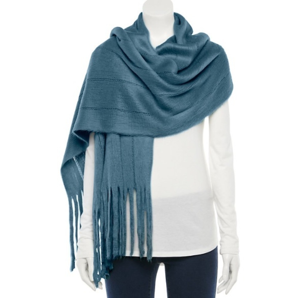 Lauren Conrad brushed fringe solid muffle  scarf green